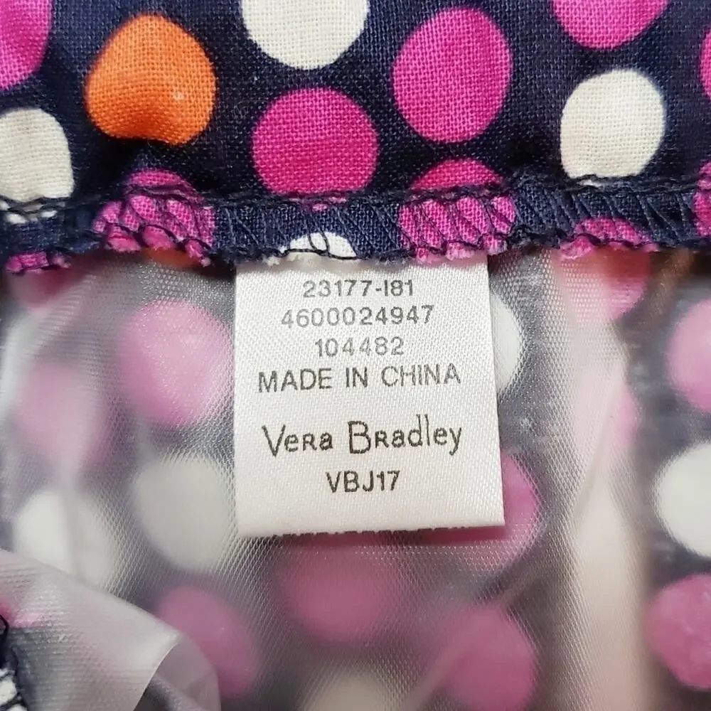 Vera Bradley Navy with Pink Polka Dot Drawstring Satchel, Backpack, Wet Bag NWOT